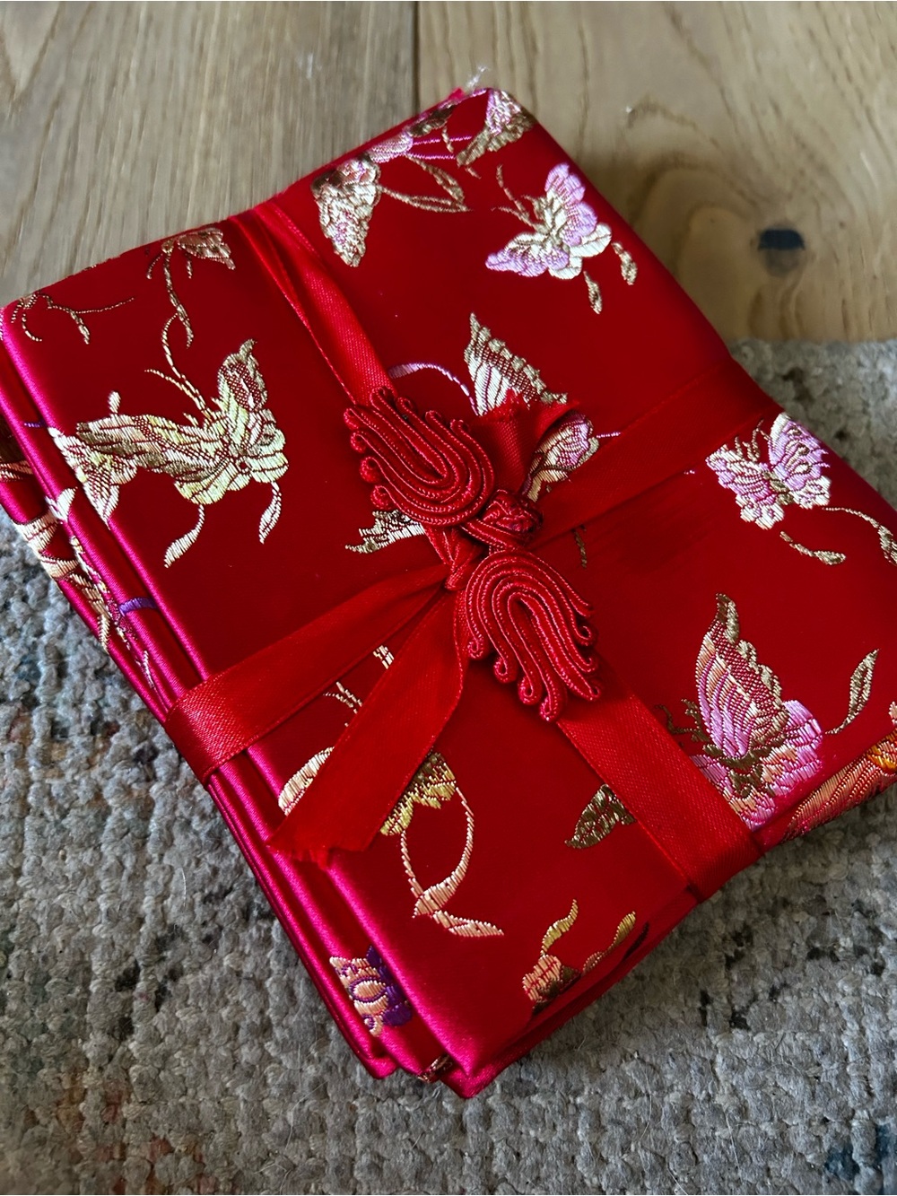 Red and gold silky fat quarters